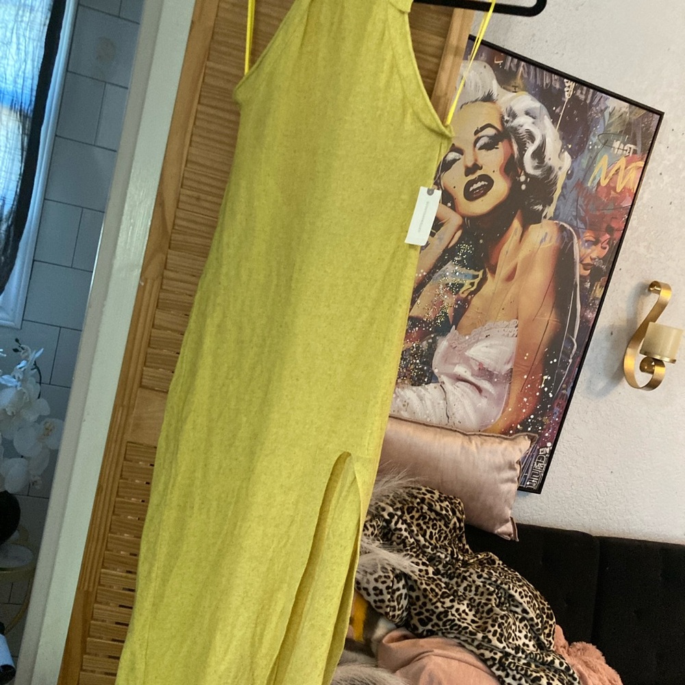Anthropologie Yellow Backless Dress